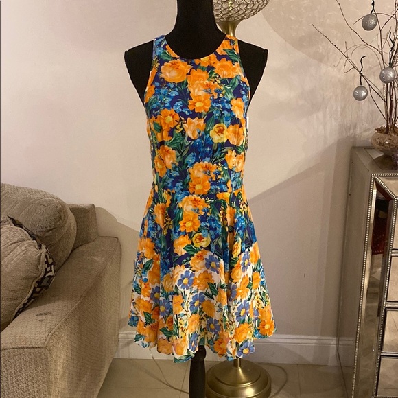 Yumi Kim  Floral Sleeveless Dress - Blue and Orange size medium - Picture 5 of 9